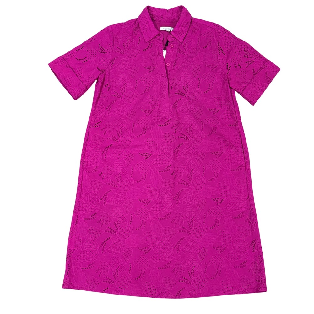 Chicos Raspberry Pink Eyelet Button Neck Shirt Dr… - image 3